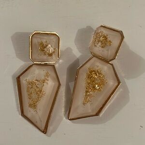 GOLD + WHITE STONE EARRINGS